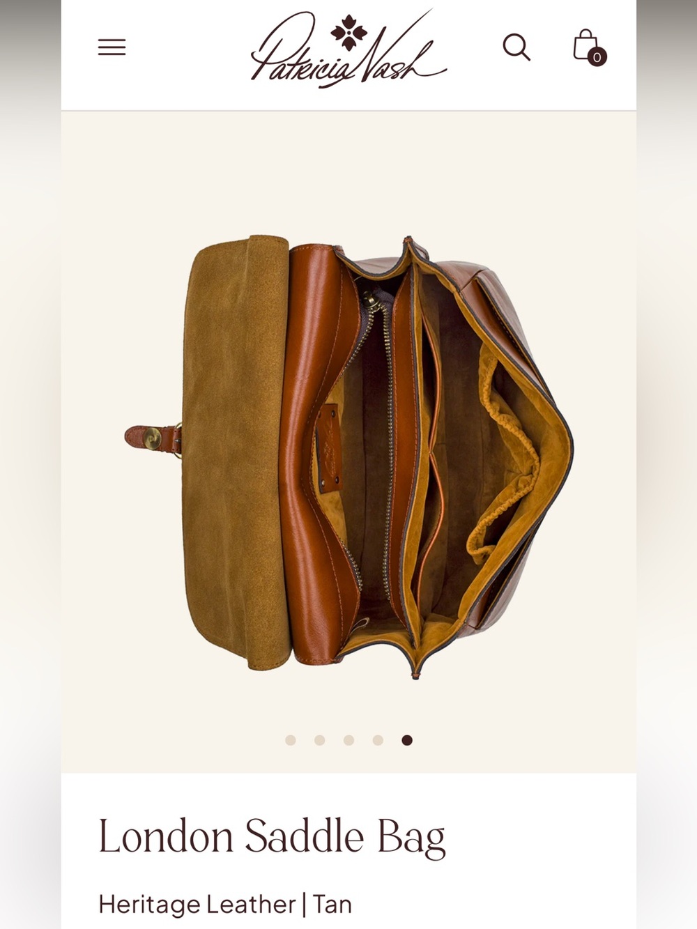 Patricia Nash Tan Luxury Designer Boho London Full-Grain Leather Saddle Bag - Picture 4 of 15